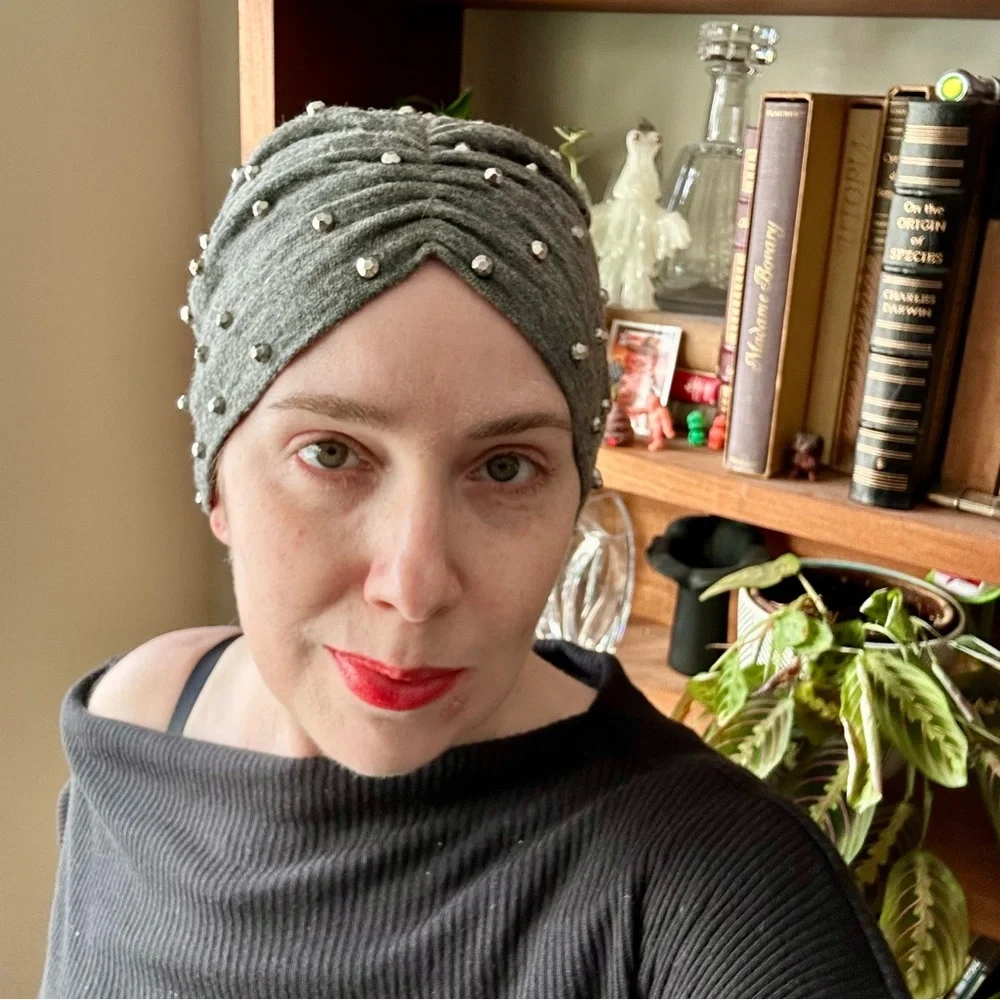 Vintage gray beaded winter turban beanie AS IS - Picture 4 of 7